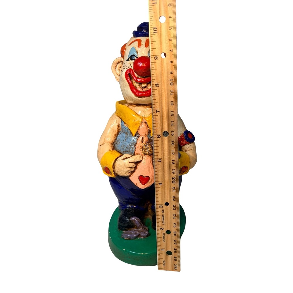 Vintage Clown Figurine 1979 Folk Art MCM Rare Collectible Hand Painted Ceramic - Picture 8 of 11